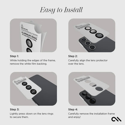 Case-Mate Aluminum Ring Lens Protector - Schutzglas für das Kameraobjektiv des Samsung Galaxy S24 (Schwarz)