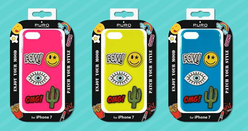 PURO Patch Mania - Case voor Samsung Galaxy A3 (2017) met 5 stickers (geel)