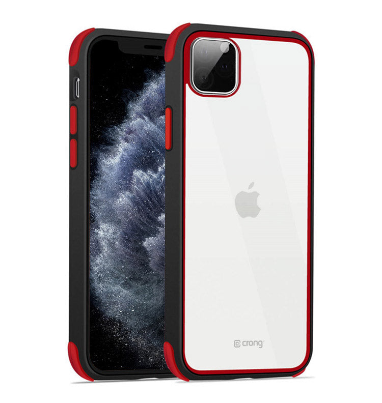 Crong Trace Clear Cover - Hybrid Protective Case for iPhone 11 Pro (Black/Red)