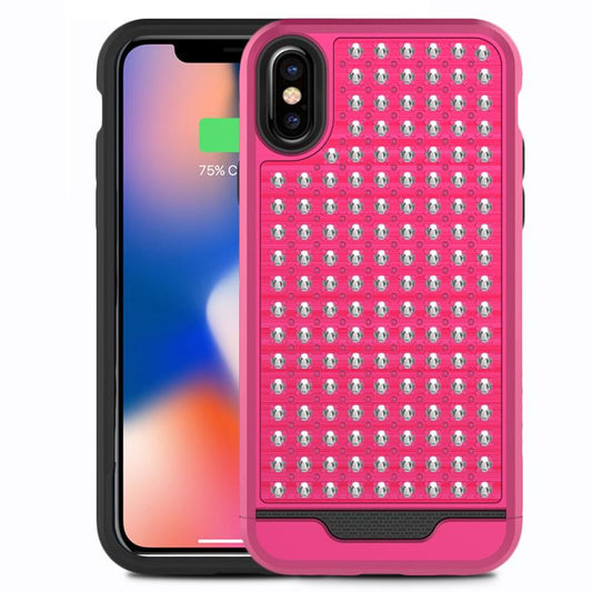 Zizo Star Diamond Hybrid Cover voor iPhone X (roze/zwart)