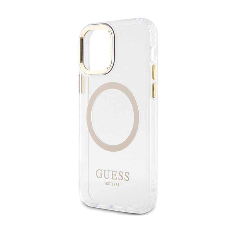 Guess Metal Outline MagSafe - Hülle für iPhone 12 / iPhone 12 Pro (Transparent / Gold)