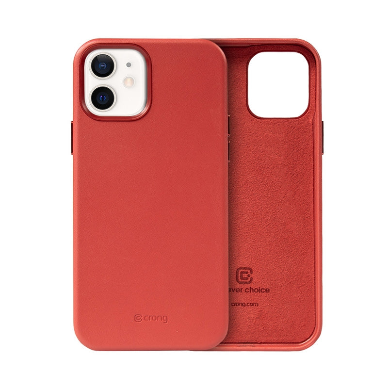 Crong Essential Cover - Leather case for iPhone 12 / iPhone 12 Pro (Red)