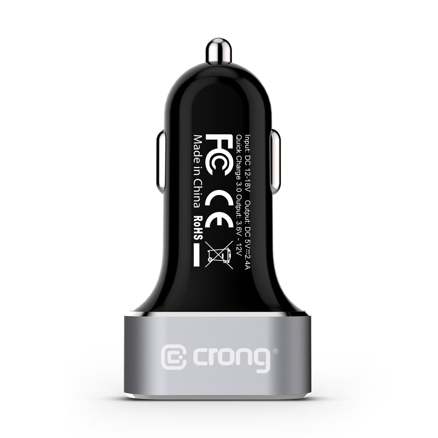 Crong Power Car Charger 30W 2-Port USB with QC 3.0 (aluminium)