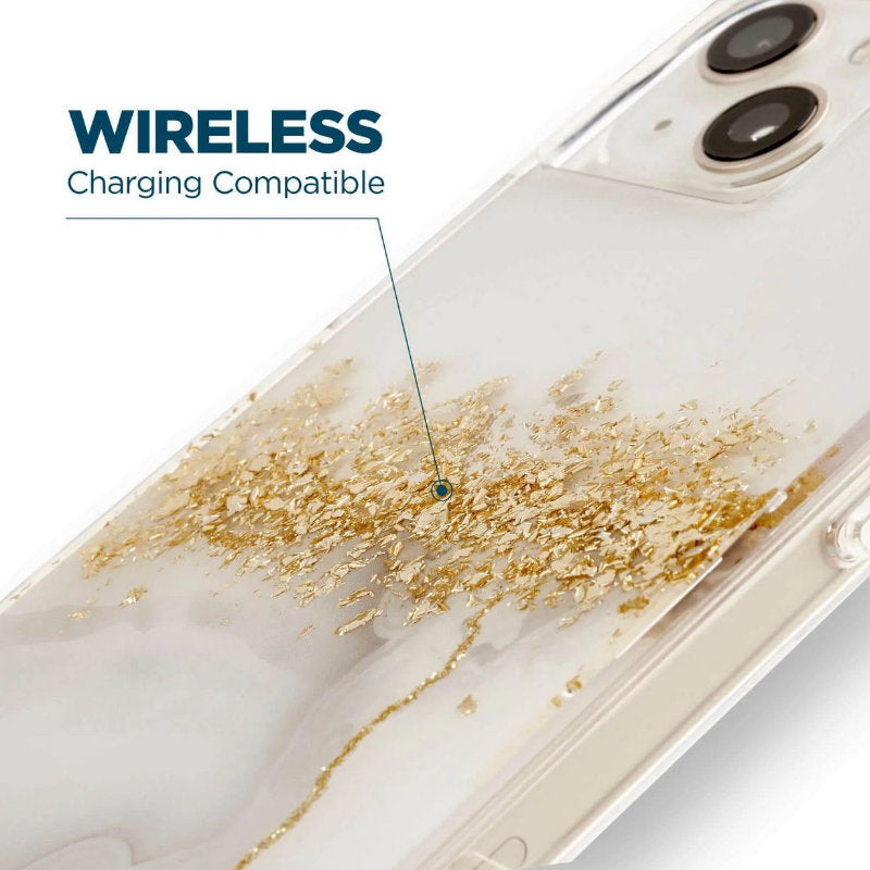 Case-Mate Karat - Case decorated in gold for iPhone 14 Plus (Marble)