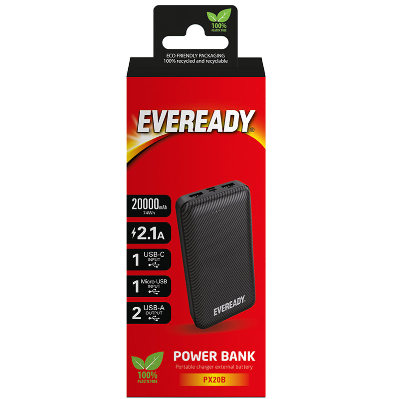 Eveready PX20B - Powerbank 20000 mAh 2x USB-A (Schwarz)