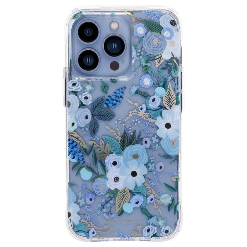 Rifle Paper Clear - Hülle für iPhone 13 Pro (Garden Party Blue)