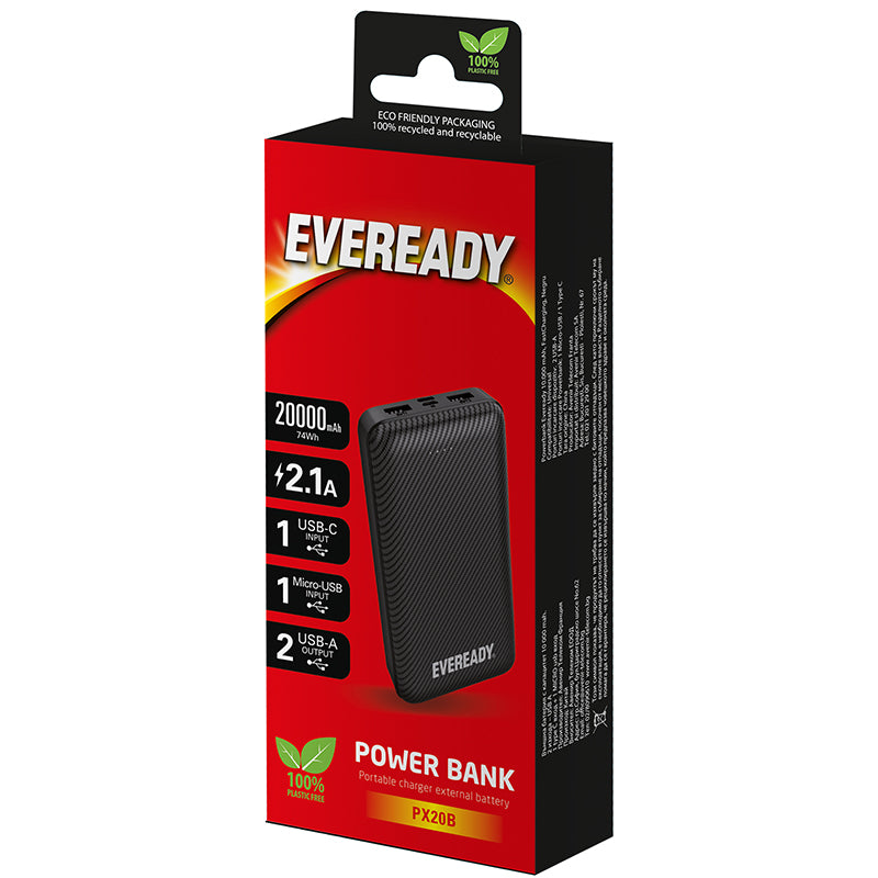 Eveready PX20B - Powerbank 20000 mAh 2x USB-A (Schwarz)