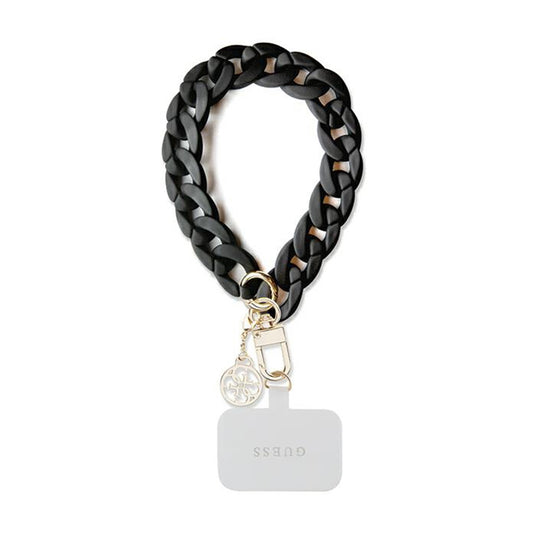 Guess Universal Big Hand Strap Acryl 4G Charm – Universelles Handyband (Schwarz)