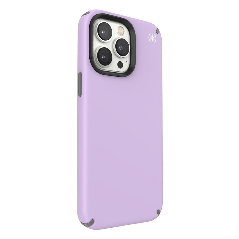 Speck Presidio2 Pro - Case for iPhone 14 Pro Max with MICROBAN coating (Spring Purple / Cloudgrey / White)