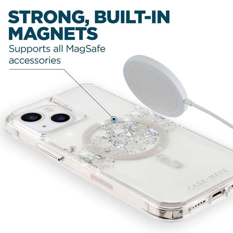 Case-Mate Karat MagSafe - Hoesje versierd met parelmoer voor iPhone 14 Plus (A Touch of Pearl)