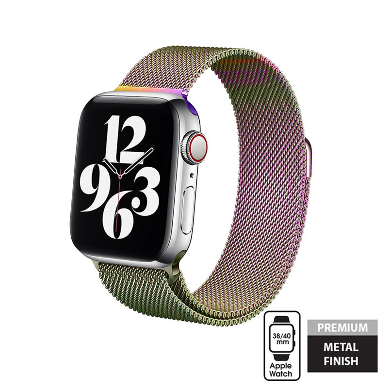 Crong Milano Steel voor Apple Watch 38/40/41mm (Iriserend)