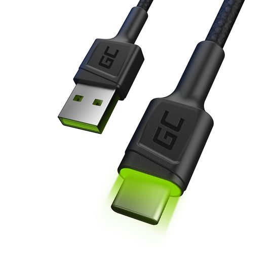 Kabel Green Cell Ray USB-A – USB-C grüne LED 200 cm mit Unterstützung für Ultra Charge QC3.0 Schnellladung