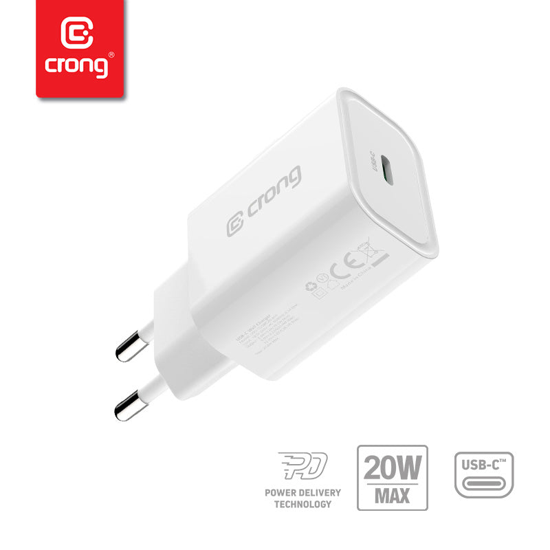 Crong USB-C Travel Charger  Wall charger USB-C Power Delivery 20W (white)