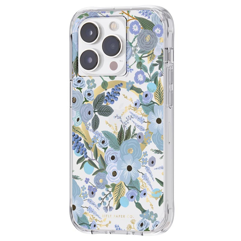 Rifle Paper Clear MagSafe - Hülle für iPhone 14 Pro (Garden Party Blue)