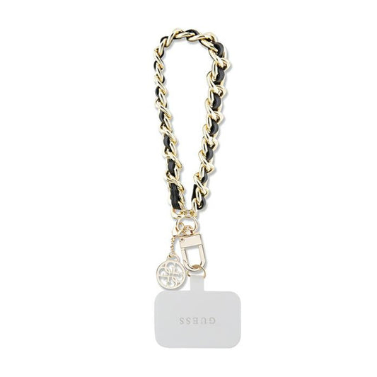 Guess Universal Hand Strap Saffiano Chain 4G Charm - Universele telefoonband (zwart)