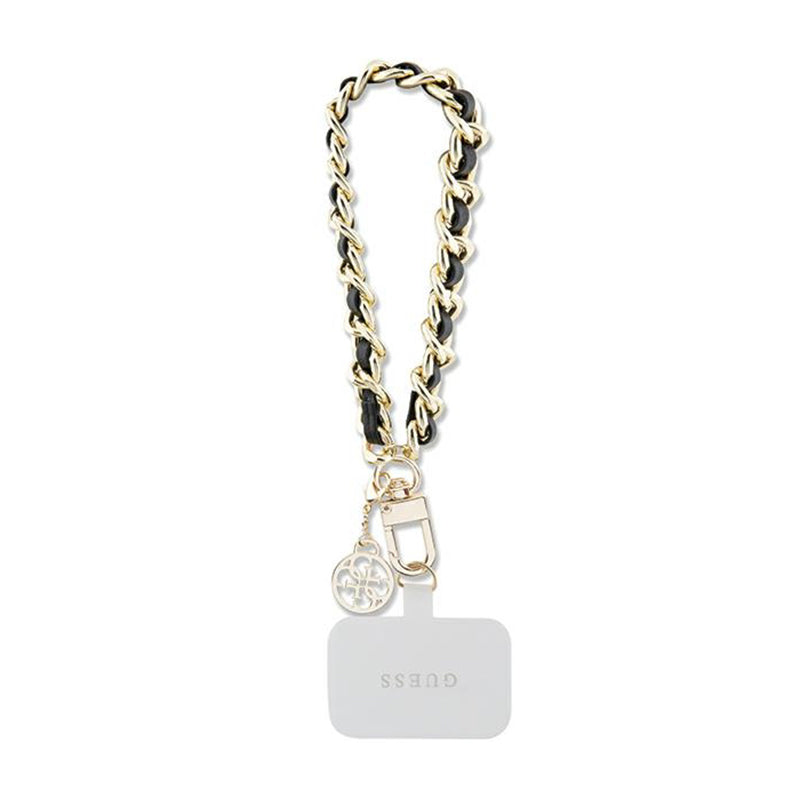 Guess Universal-Handschlaufe Saffiano Chain 4G Charm – Universal-Handyschlaufe (Schwarz)