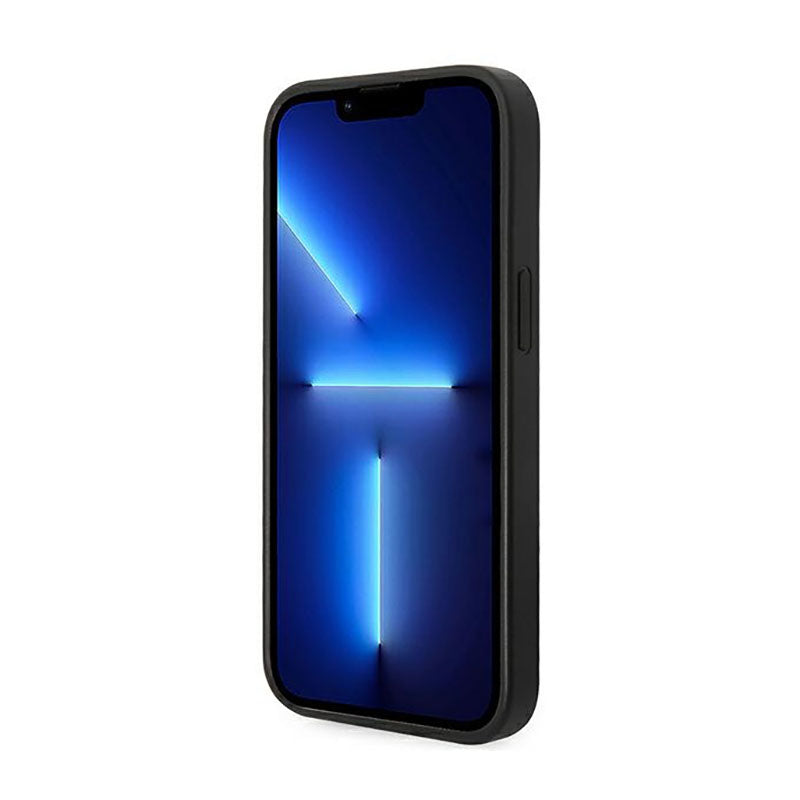 Guess 4G Bottom Stripe Metal Logo Collection – Hülle für iPhone 14 Plus (Grau)