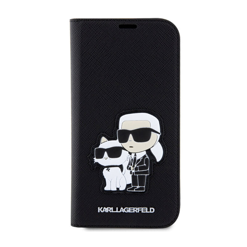 Karl Lagerfeld Booktype NFT Saffiano Karl &amp; Choupette - Hülle für iPhone 14 (Schwarz)