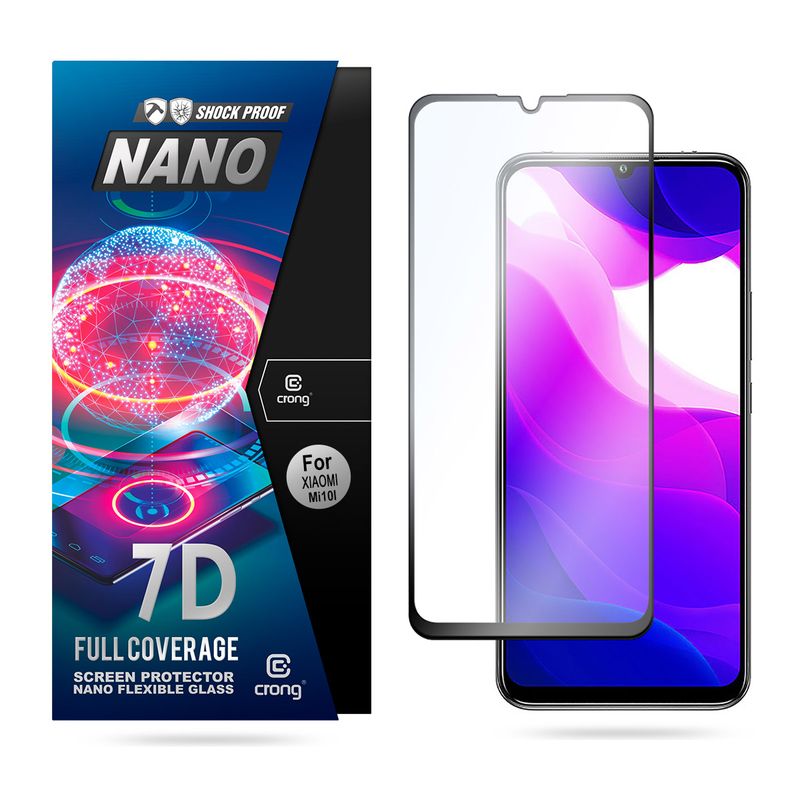 Crong 7D Nano Flexible Glass – Hybrid-Displayschutz mit vollständiger Abdeckung 9H Xiaomi Mi 10 Lite