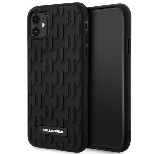 Karl Lagerfeld Monogram 3D-patroon - hoesje voor iPhone 11 (zwart)