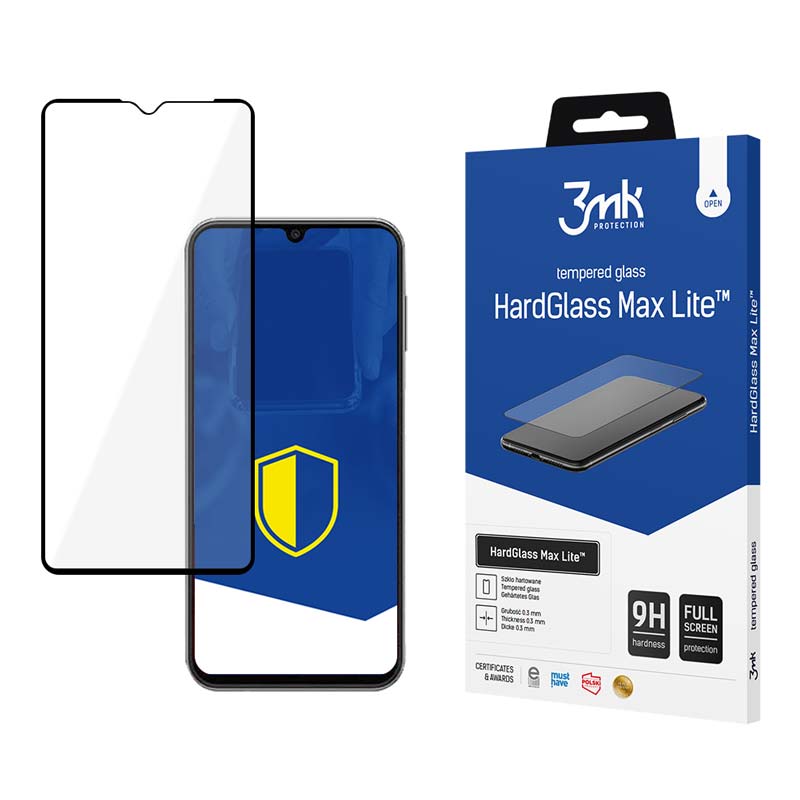 3mk HardGlass Max Lite - gehard glas voor Samsung Galaxy A14 (zwart)