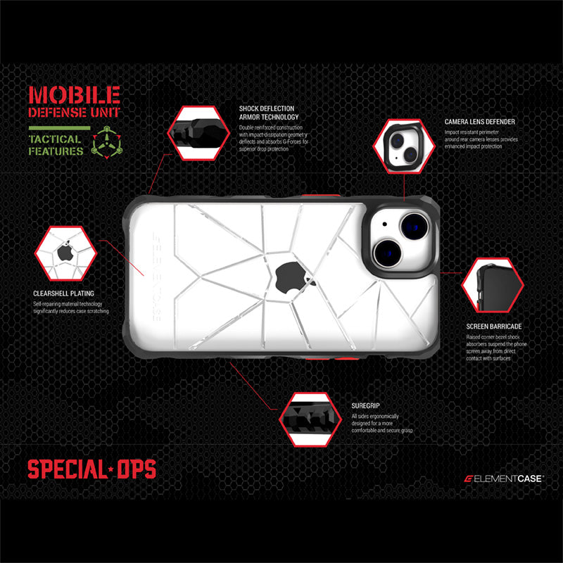 Element Case Special Ops X5 MagSafe - Case for iPhone 14 (Mil-Spec Drop Protection) (Smoke/Black)