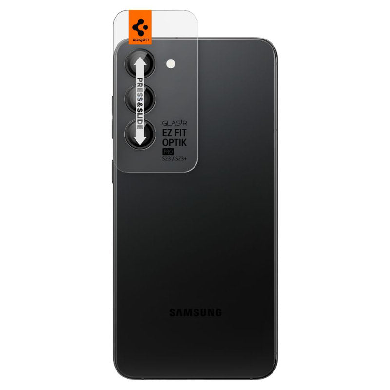 Spigen Optik.TR Kameraobjektivschutz - Objektivschutzglas 2 Stk. für Samsung Galaxy S23 / 23+ (Schwarz)