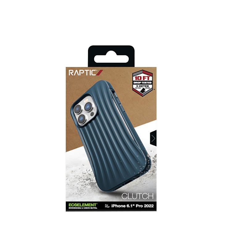 X-Doria Raptic Clutch - Biologisch afbreekbaar hoesje voor iPhone 14 Pro (valtest 3m) (blauw)