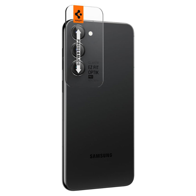 Spigen Optik.TR Kameraobjektivschutz - Objektivschutzglas 2 Stk. für Samsung Galaxy S23 / 23+ (Schwarz)