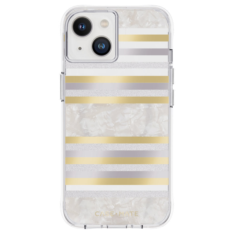 Case-Mate Pearl Stripes MagSafe - Hoesje versierd met parelmoer voor iPhone 14 / iPhone 13 (Pearl Stripes)