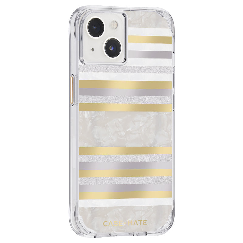 Case-Mate Pearl Stripes MagSafe - Hoesje versierd met parelmoer voor iPhone 14 / iPhone 13 (Pearl Stripes)