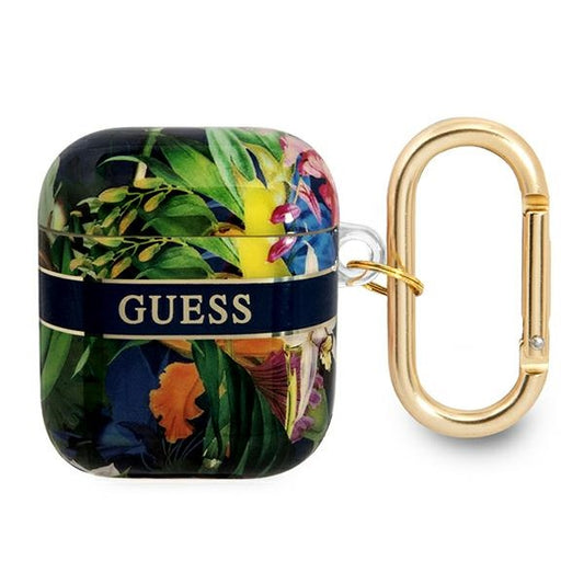 Guess Flower  Case for Airpods 1/2 gen (Blue)