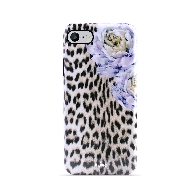 PURO Glam Sweet Leopard - Hülle für iPhone SE 2020/8/7 / 6s (Leo Pfingstrosen)