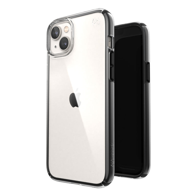 Speck Presidio Perfect-Clear met Impact-geometrie - hoesje voor iPhone 15 Plus / 14 Plus met MICROBAN-coating (helder / zwart)