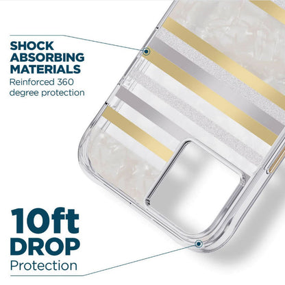 Case-Mate Pearl Stripes MagSafe - Mit Perlmutt verzierte Hülle für iPhone 14 / iPhone 13 (Pearl Stripes)