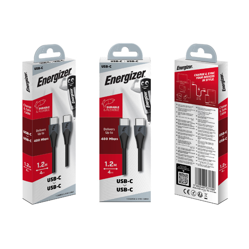 Energizer Classic - USB-C naar USB-C verbindingskabel 1,2m (zwart)