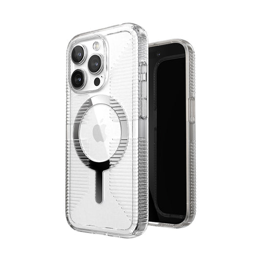 Speck Gemshell Grip + MagSafe - Case for iPhone 15 Pro (Clear / Chrome Finish)