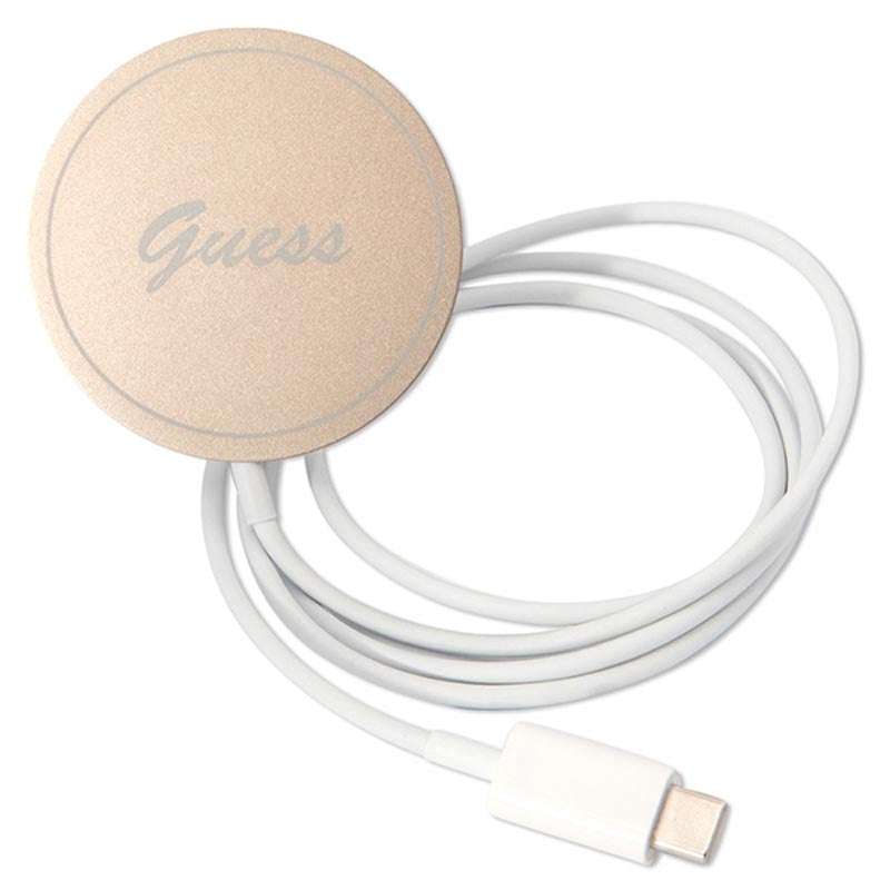 Guess Bundle Pack MagSafe 4G - Set hoesje voor iPhone 12 / iPhone 12 Pro + MagSafe oplader (Bruin/Goud)