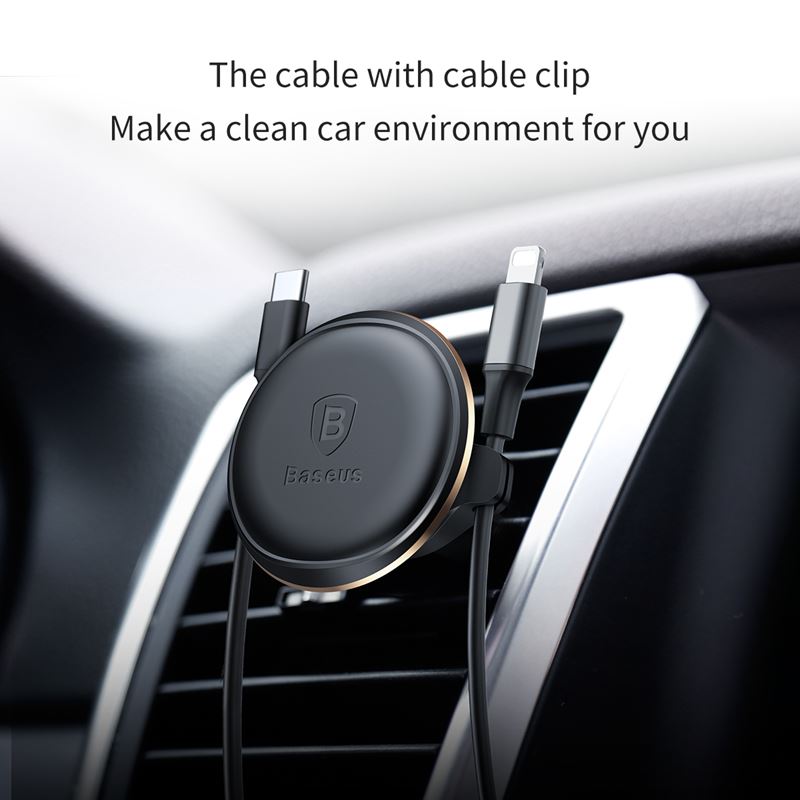 Baseus Magnetic Air Vent Car Mount Holder with cable clip (Silver/Black)