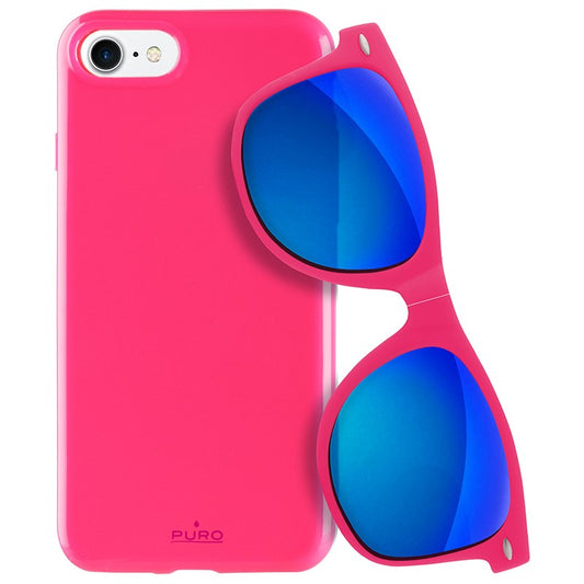 PURO Sunny Kit - Case set voor iPhone SE (2022/2020) / 8/7 + opvouwbare zonnebril (roze)