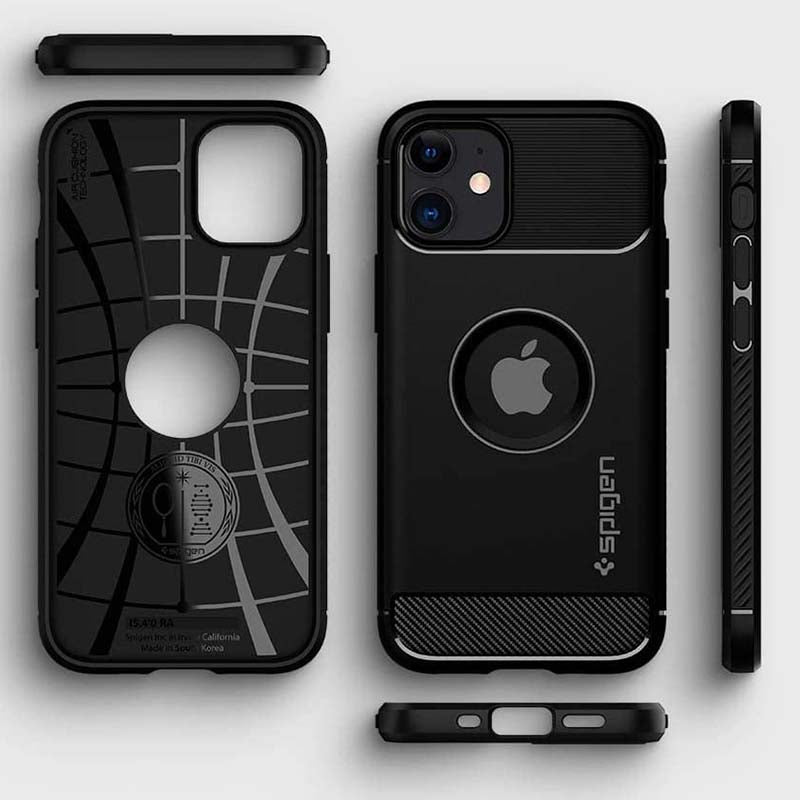 Spigen Rugged Armor - hoesje voor iPhone 12 / iPhone 12 Pro hoesje (zwart)