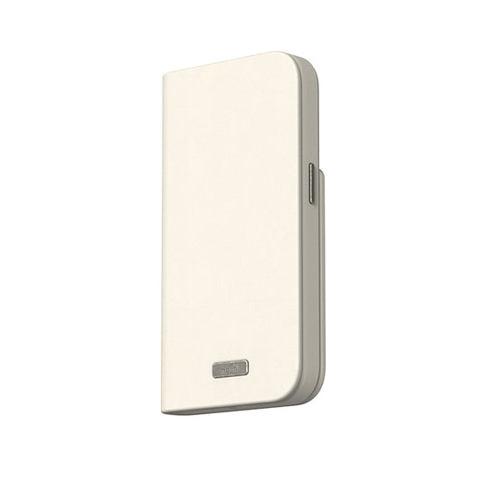 Moshi Overture MagSafe - Leren 3-in-1 hoesje met klep voor iPhone 15 Pro (Eggnog Wit)