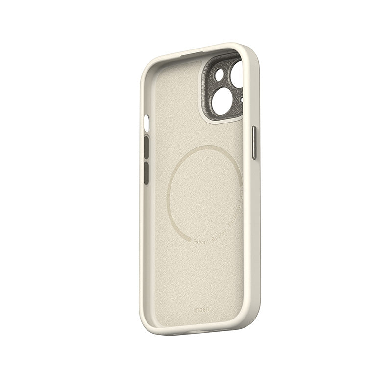 Moshi Napa MagSafe - Leren hoesje voor iPhone 15 (Eggnog Wit)