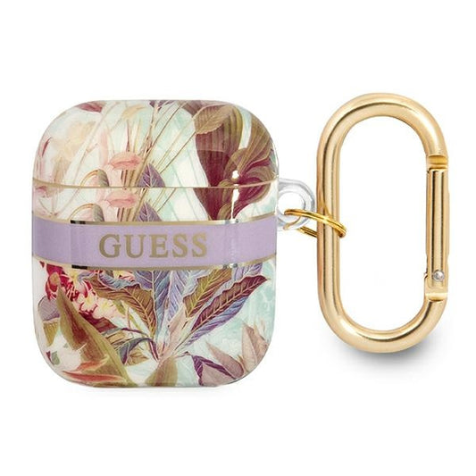 Guess Flower  Case for Airpods 1/2 gen (Purple)