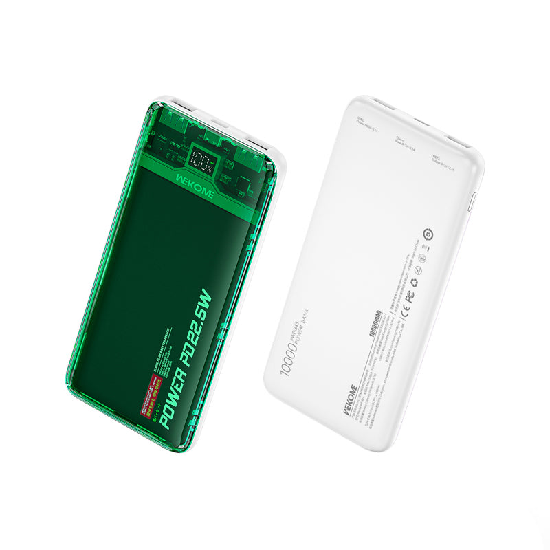 WEKOME WP-353 Vanguard-serie - Powerbank 10000 mAh PD 20W + QC 22,5W (groen / transparant)