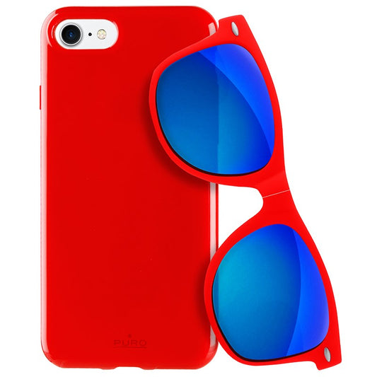 PURO Sunny Kit - Hüllenset für iPhone SE (2022/2020) / 8/7 + faltbare Sonnenbrille (rot)