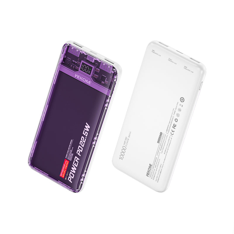 WEKOME WP-353 Vanguard-serie - Powerbank 10000 mAh PD 20W + QC 22,5W (paars / transparant)