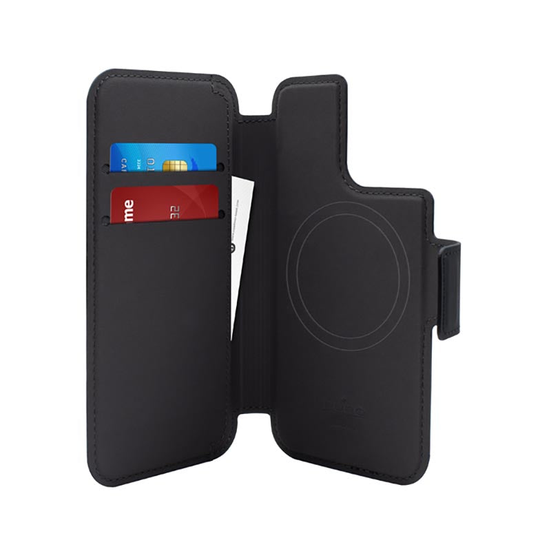 PURO Folio MagSafe Case - Hülle 2in1 für iPhone 14 Pro / 13 Pro (Schwarz)