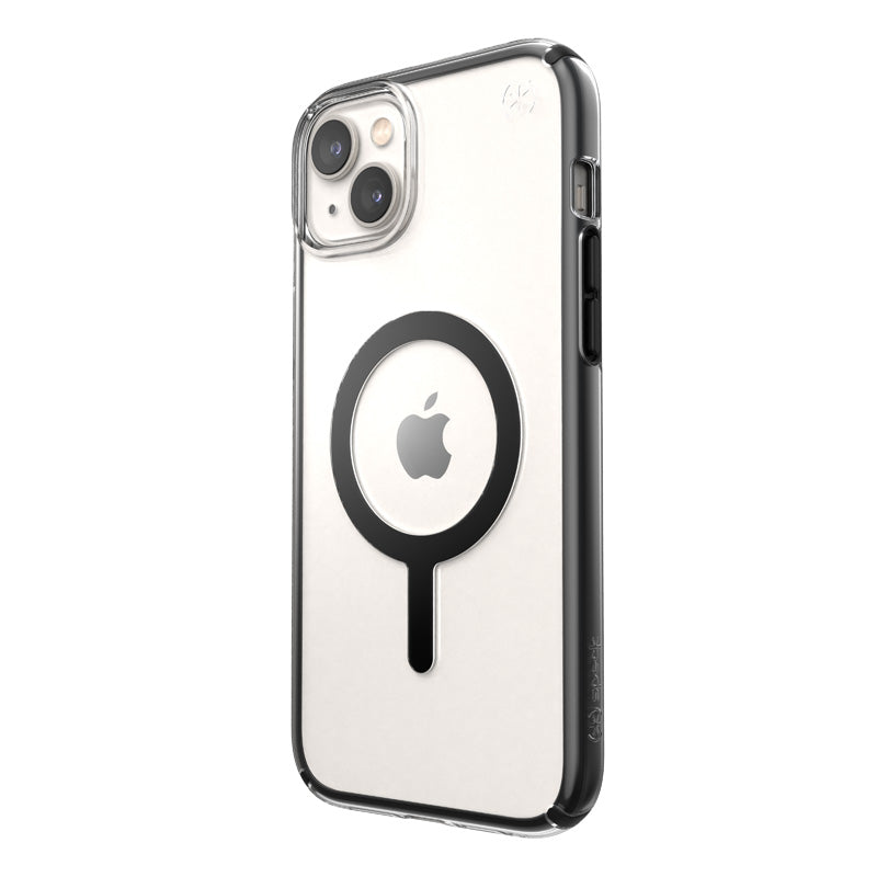 Speck Presidio Perfect-Clear with Impact Geometry + MagSafe - Case for iPhone 15 Plus / 14 Plus with MICROBAN coating (Clear / Black)