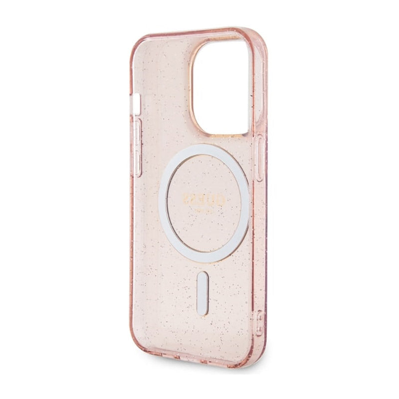 Guess Glitter Gold MagSafe - hoesje voor iPhone 14 Pro Max (roze)